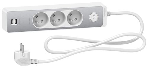 Non Communiqué Blanc Schneider Electric - Bloc Multiprise 3 Prises 2P+T + 2 Usb - Et Alu - Schneider