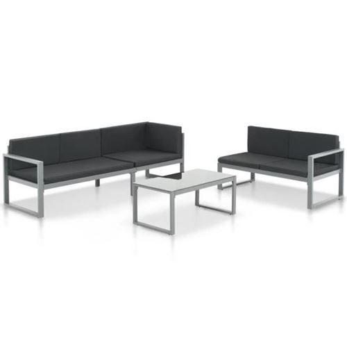 Vidaxl Noir Salon De Jardin 3 Pcs - Aluminium - Image 2