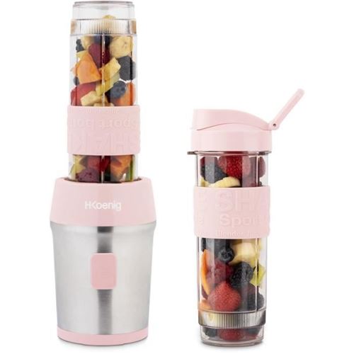 H.koenig Rose Mini Blender - Smoo12 - 300 W - 570 Ml - Pastel - 2 Gourdes Incluses - Neuf - Image 3