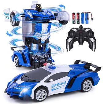 Voiture Télécommandée Lumineux, OUTUOTWQ Robot Transformateur Enfants  Voiture de Police RC 2.4GHz Rotation à 360° Jouet Voiture - Bleu - Voiture  télécommandée - Achat & prix