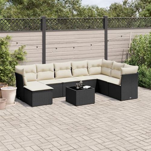 Non Communiqué Noir Salon De Jardin Modulable Vidaxl Rotin 9 Pieces X 289 X 69 8 Personnes