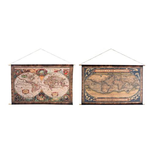 cadre dkd home decor colonial mappemonde 97 x 75 cm (2 pcs)