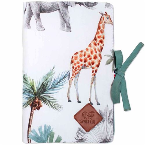 Prot&egrave;ge carnet de sant&eacute; b&eacute;b&eacute; en coton- safari PROT-CS-SAFARI