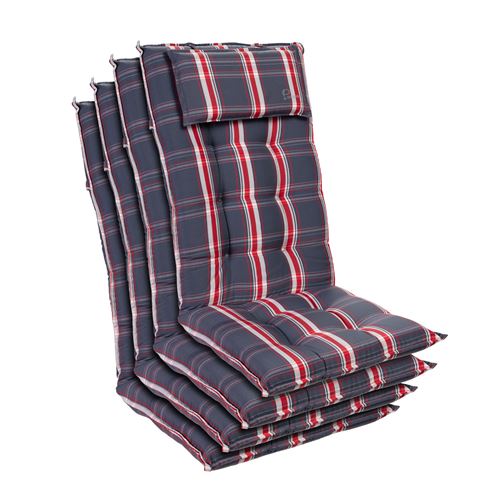 Coussin de chaise de jardin -Blumfeldt Sylt -120 x 50 x9 cm -4 pièces -Gris / Rouge