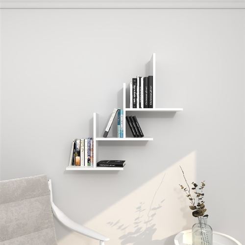 HOMEMANIA Étagère Eclipse - Blanc - 80 x 20 x 81,6 cm -