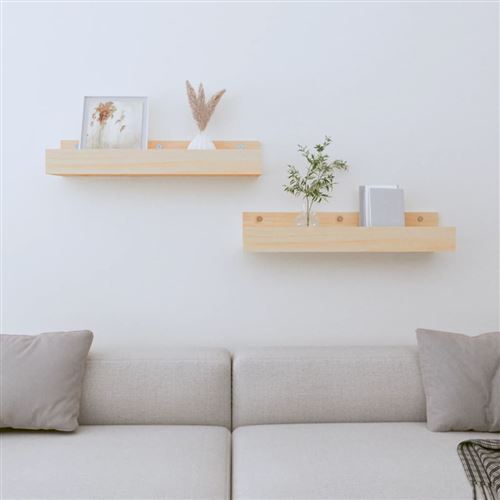 vidaXL Étagères murales 2 pcs 50x12x9 cm Bois de pin massif