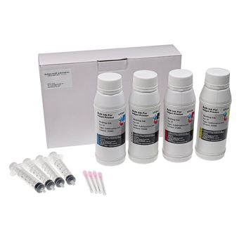 Kit Recharge Encre Dye 4x100ml - Compatible Canon Pixma G4510 G4511 - Cyan, Magenta, Noir, Jaune + Seringues & Gants - 11