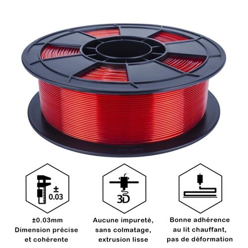 G3D PRO® Filament PLA pour imprimante 3D, 1,75mm, Rouge Translucide,  Bobine, 1 kg - Consommable imprimante 3D - Achat & prix