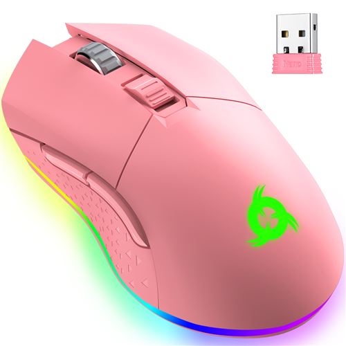 GENERIQUE KLIM Blaze - Souris Gamer Sans Fil RGB - Rechargeable Capteur Haute Pr&eacute;cision avec Batterie Longue Dur&eacute;e - Rose
