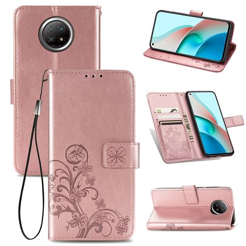 MPFRANCE Housse pour Xiaomi Redmi Note 9 5G Or Rose [Fleur de Lys]