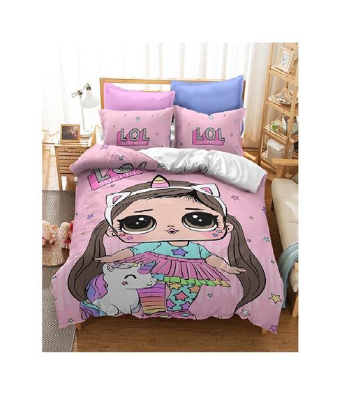 Set de housse de couette LOL Surprise en polyester 140x200cm avec 2 taies d'oreiller 50*75cm #MK37021