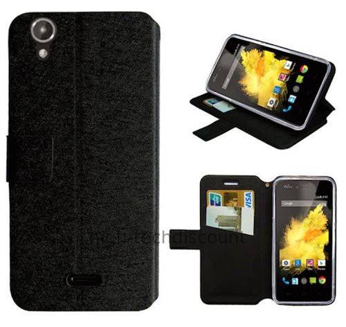 Housse etui coque pochette portefeuille pour Wiko Birdy 4G + film ecran - NOIR - htdmobiles