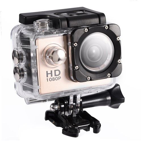 Sports Cam Full HD 1080p / 720p - Avec accessoires, Or