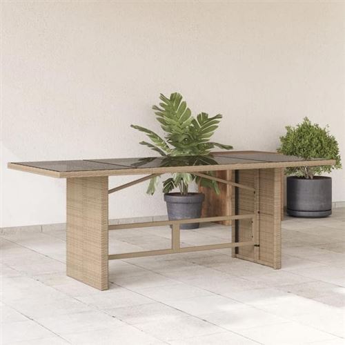 VIDAXL  Table De Jardin Dessus En Verre Beige 190x80x74 Cm
