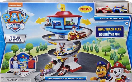 Figurine Pat patrouille - quartier général avec 2 véhicules métal (chase + marcus) - voiture - qj paw patrol nouveauté