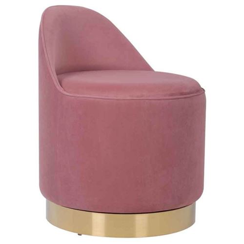 Tabouret Pivotant en Velours "Viktor" 68cm Rose