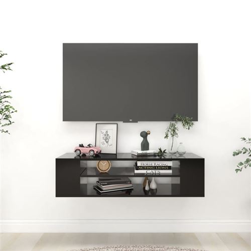 vidaXL Meuble TV suspendu Noir 100x30x265 cm Aggloméré