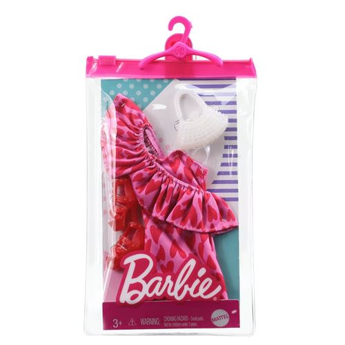 Barbie Fashion Pack - GRC09 - Ensemble vêtements Robe asymétrique à imprimé + sac à main + talons hauts
