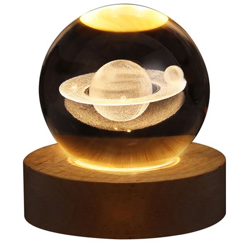Veilleuse 3D nébuleuse en forme de boule de cristal pour enfants - Lampe de  nuit en verre avec base en bois - Décor fantaisie - Nébuleuse LED - Décor  de chambre à