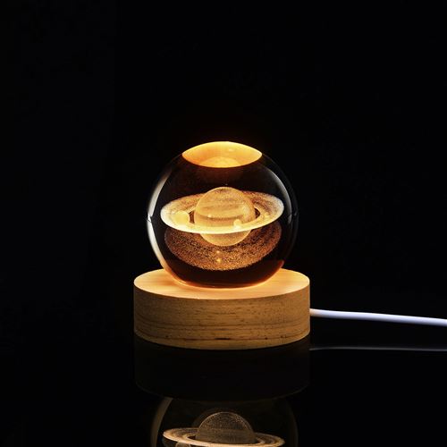 Veilleuse Boule De Cristal 3D, Lampe De Nuit Boule De Verre Avec