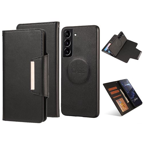 Coque en cuir magnétique 2-en-1 FONGWAN pour Samsung Galaxy S22 avec porte carte-Noir