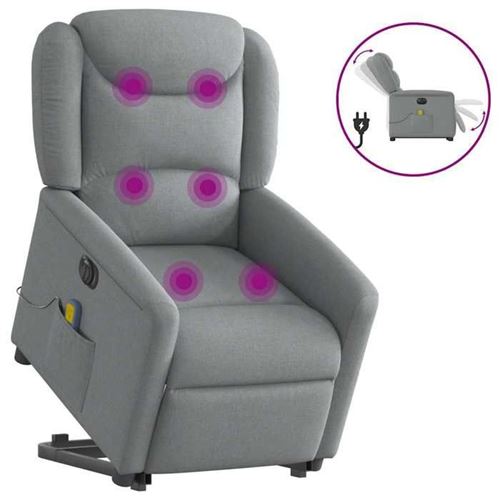 Non Communiqué Gris Vidaxl Fauteuil De Relaxation, Massage, Inclinable Électrique Réglable Tissu Clair