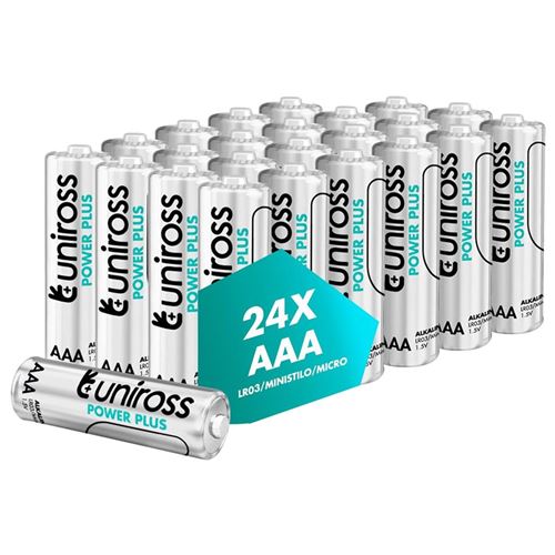 Non Communiqué Uniross Pack De 24 Piles Alcalines Aaa-Lr03 Power Plus 1,5V