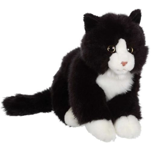 Peluche - Chat mimiz - 28cm - Noir/Blanc