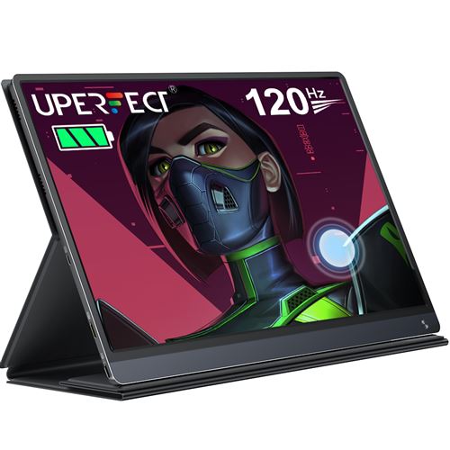 UPERFECT Écran portable tactile Full HD 15,6 pouces 120 Hz, batterie 5 400 mAh intégrée, avec interface miniHDMI/Type C/OTG