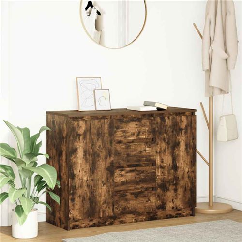 Vidaxl Buffet Avec Tiroirs 100,5X35x76 Cm - Chêne Fumé - Image 3