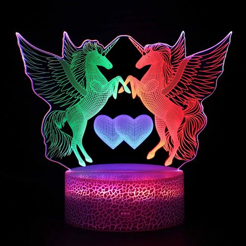 Lampe 3D Tactile RGB Veilleuses Enfant MY61 Licorne avec Telecommande