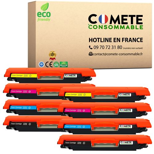 COMETE CONSOMMABLE 126A Pack de 8 Toners compatibles avec HP 126A CE310A CF341A 2 Noir + 2 Cyan + 2 Magenta + 2 Jaune