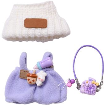 Lot De 5 Vêtements Et Accessoires Pour Poupée Labubu 17 Cm - Tenue Violette Avec Guitare