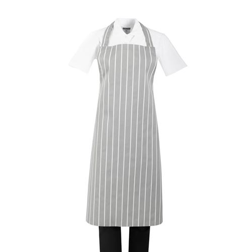 Tablier Bavette Rayé Gris et Blanc   Whites Chefs Clothing
