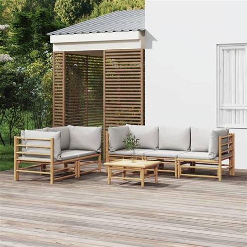 Non Communiqué Gris Salon De Jardin Modulable Vidaxl 6 Pieces 5 Personnes 69 X 55 X 65 Cm Bambou
