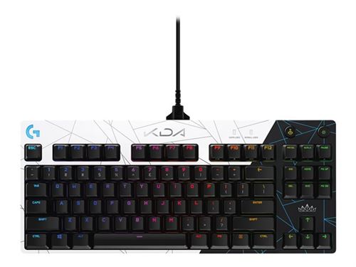 Logitech G PRO K/DA Gaming Keyboard - Clavier - backlit - USB - QWERTY - International US - commutateur : GX Brown Tactile - noir, blanc