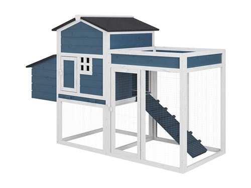 Meilleurs prix pour Poulailler avec enclos et potager - 4 poules - L. 168 x P. 64 x H. 109 cm - Bleu et blanc - CAMPORA