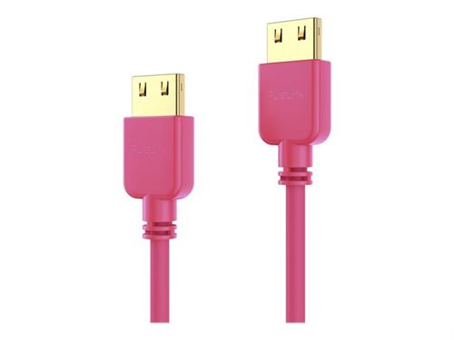 PureLink PureInstall Series - Hoge snelheid - HDMI-kabel met ethernet - HDMI male naar HDMI male - 1.5 m - beschermd - magenta rood - halogeenvrij, 4K ondersteuning
