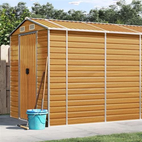 vidaXL Abri de jardin marron clair 191x895x198 cm acier galvanisé