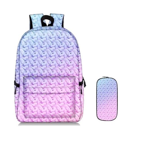 Lot de 2 pièces Sac à Dos, Trousse à crayons pour Enfants Licorne Cadeaux pour Filles (SD1234) Multicolore