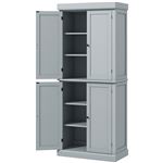 Buffet haut - armoire de cuisine - dim. 76 x 40,5 x 184 cm - 2 portes, 4 étagères - gris