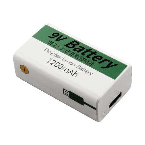Pile 7.4V 1200mAh Li-ion avec port USB-C pour Appareils 9V-USB Rechargeable Avizar