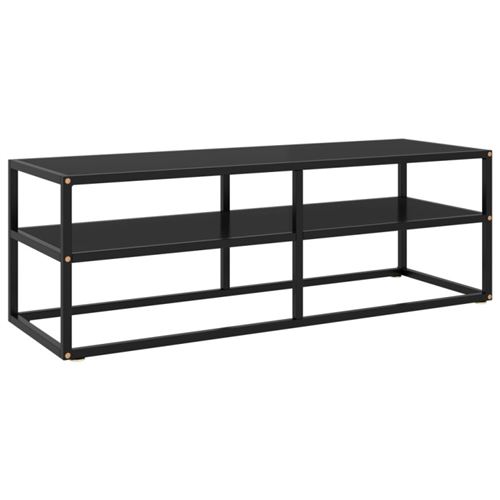 vidaXL Meuble TV noir avec verre noir 120x40x40 cm