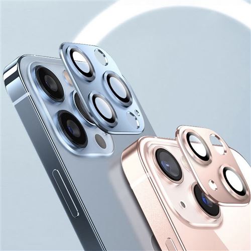 Protection en alliage métallique des objectifs photo pour Apple iPhone 13  Pro/13 Pro Max, Bleu titane