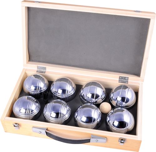 Jeu de Pétanque 8 boules métal boîte en bois