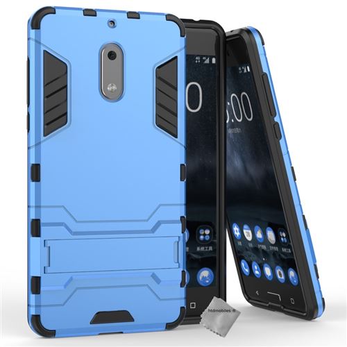 Housse etui coque rigide anti choc pour Nokia 6 avec verre trempe - BLEU CLAIR