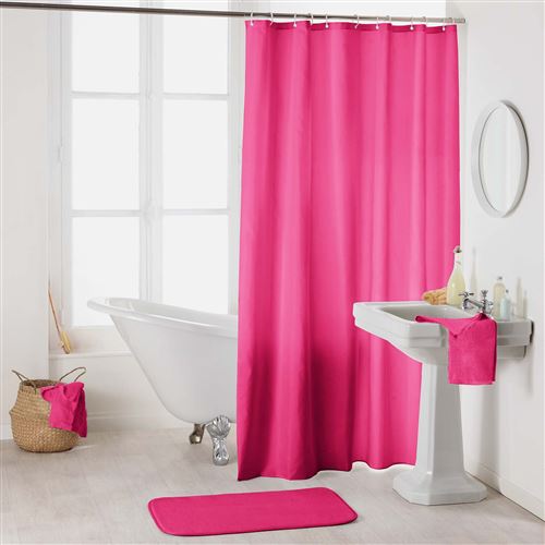 Rideau de douche avec crochets 180 x 200 cm polyester uni essencia Fuchsia