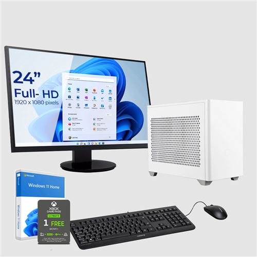 Sedatech Pack Mini-PC Professionnel Watercooling • Intel i9-10900KF • RTX 3060 • 32Go RAM • 500Go SSD M.2 • 2To HDD • Windows • Moniteur 23.6