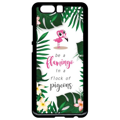 Coque Huawei P10 Plus Etre Un Flamant Rose Dans Un Troupeau De Pigeons Fond Blanc 2