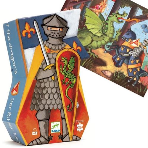 Puzzle Djeco Silhouette Chevalier Et Dragon 36 Pieces 4 Ans +